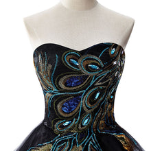 A-line Embroidery Strapless Tulle Prom Dress