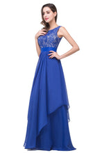 A-line Floor-length Chiffon Lace Evening Dress