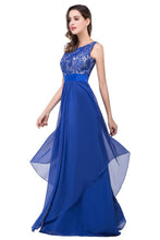 A-line Floor-length Chiffon Lace Evening Dress