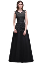A-line Floor-length Tulle Prom Dress with Appliques