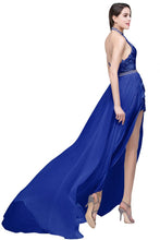 A-line Halter Chiffon Evening Dress with Lace