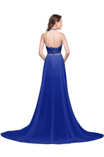 A-line Halter Chiffon Evening Dress with Lace