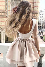 A-Line High Neck Long sleeves Homecoming Dress with Appliques Sleeves PD117