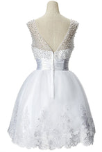 A-line Jewel Tulle Party Beading Dress