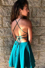 A-Line Jewel Turquoise Chiffon Homecoming Dress with Lace Beading  PD226