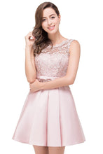 A-line Knee-length Satin Homecoming Dress with Lace