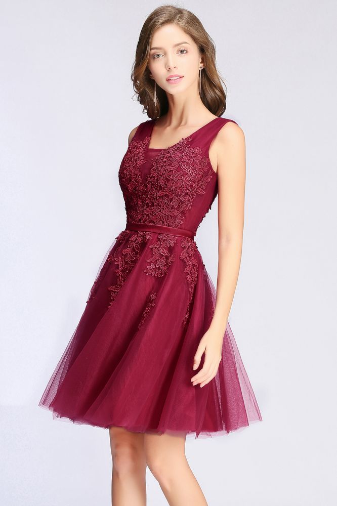 A-line Knee-length Tulle Prom Dress with Appliques
