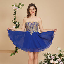 A Line Lace Appliques Sweetheart Short Prom Dresses