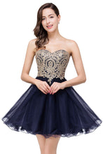 A Line Lace Appliques Sweetheart Short Prom Dresses