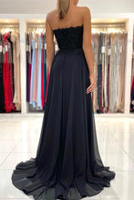 A-line Lace Long Front-Split Prom Dress Off-the-shoulder Evening Dress