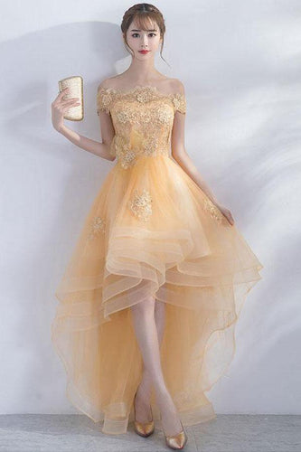 A-line Off The Shoulder High Low Tulle Homecoming Dresses PD211