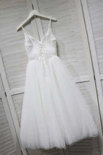 A-Line Spaghetti Straps White Homecoming Prom Dress with Tulle PD154
