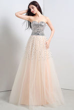 A-line Strapless Tulle Party Dress With  Sequined
