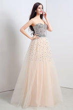 A-line Strapless Tulle Party Dress With  Sequined