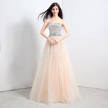 A-line Strapless Tulle Party Dress With  Sequined