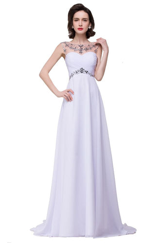 A-line Sweetheart Crystal Chiffon Evening Dress