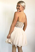 A-Line Sweetheart Pearl Pink Chiffon Homecoming Dress with Beading  PD029