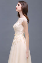 A-line Tulle Lace Appliques Floor-Length Prom Dress