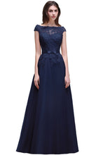 A-line Tulle Lace Appliques Floor-Length Prom Dress