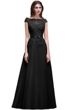 A-line Tulle Lace Appliques Floor-Length Prom Dress