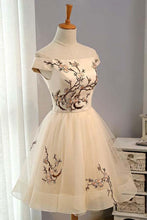 A-line Tulle Short Prom Dress Homecoming Dress With Embroidery  PD130
