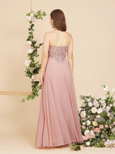 A-line V-neck Appliques Chiffon Evening Maxi Dresses Sleeveless Bridesmaid Dress