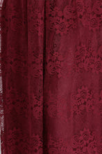 A-Line V-neck Floor Length Sleeveless Plus size Lace Burgundy Evening Dresses