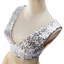 A-line V-neck Sequined Chiffon Party Dress