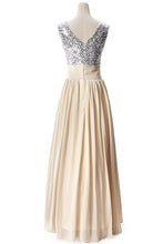 A-line V-neck Sequined Chiffon Party Dress