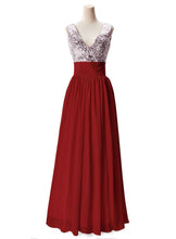 A-line V-neck Sequined Chiffon Party Dress