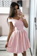 A-Line White Spaghetti Straps Satin Homecoming Dress Short Prom Dress  PD249