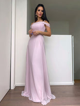 A-Line/Elegant Chiffon Beading Straps Sleeveless Floor-Length Prom Dresses