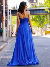 A-Line/Elegant Chiffon Ruched Spaghetti Straps Sleeveless Prom Dresses
