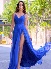A-Line/Elegant Chiffon Ruched Spaghetti Straps Sleeveless Prom Dresses
