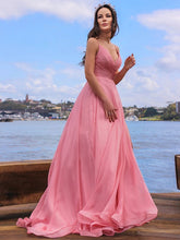 A-Line/Elegant Chiffon Ruched Spaghetti Straps Sleeveless Prom Dresses