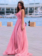 A-Line/Elegant Chiffon Ruched Spaghetti Straps Sleeveless Prom Dresses