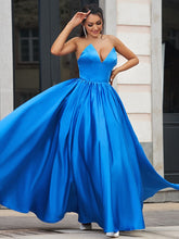 A-Line/Elegant Satin Ruffles Sweetheart Sleeveless Floor-Length Prom Dresses