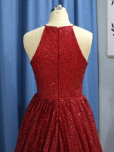 A-Line/Elegant Sleeveless Jewel Ruffles Sequins Prom Dresses