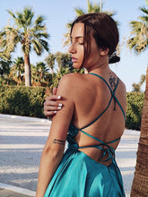 A-Line/Elegant Straps Sleeveless Ruffles Silk like Satin Prom Dresses