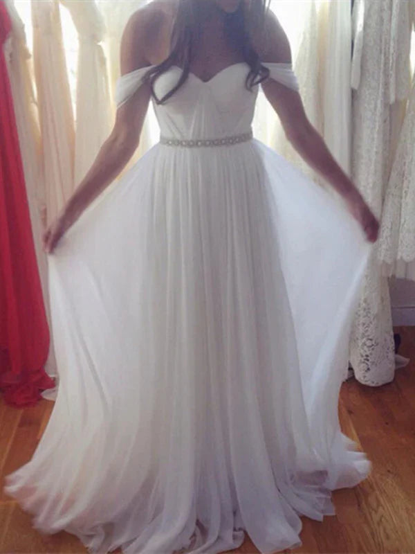 A-line Off Shoulder Chiffon Prom Dress Bridesmaid Dress Wedding Dresses Formal Dress