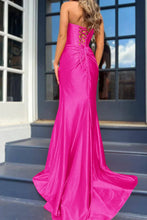 Nadia |Mermaid Strapless Satin Long Prom Dress With Slit