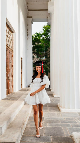 White A-line Short Graduation Dress White Homecoming Dress Y1843