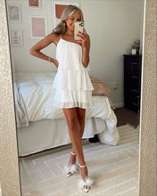 White Pleated One-shoulder Graduation Dress White Short Homecoming Dress Y1846