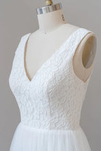 A-line Straps V-neck Chiffon Open Back Long Wedding Dress