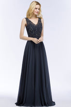 Aline Chiffon Appliques Evening Maxi Gown Crystals Sleeveless Party Dress