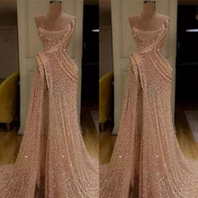 Gorgeous Sequin Split Strapless Mermaid Long Prom Dress