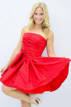 A-Line Strapless Pleated Party Dress with Bow