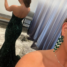 Sequined Open Back V-Neck Mermaid Long Prom Gown