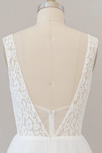 A-line Straps V-neck Chiffon Open Back Long Wedding Dress