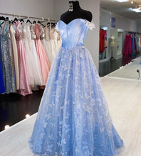 Ball Gown Sweetheart Strapless Embroidery Off The Shoulder Long Evening Dresses GJS736